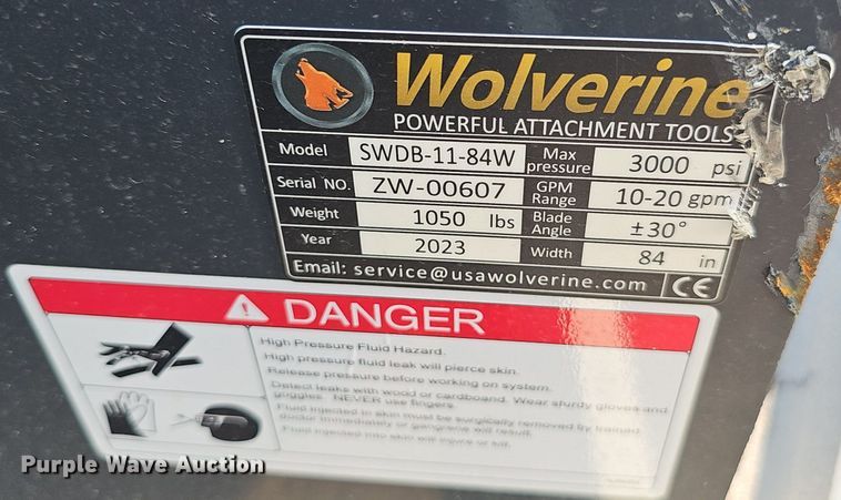 image for item DP1017 2023 Wolverine SWDB-11-84W skid steer dozer blade