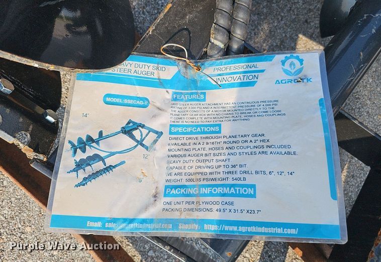 image for item DP1018 (3) Agrotk SSECAG-Y skid steer augers