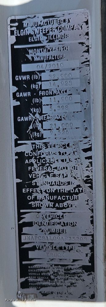 image for item DP6490 2009 Nissan 3300 street sweeper truck