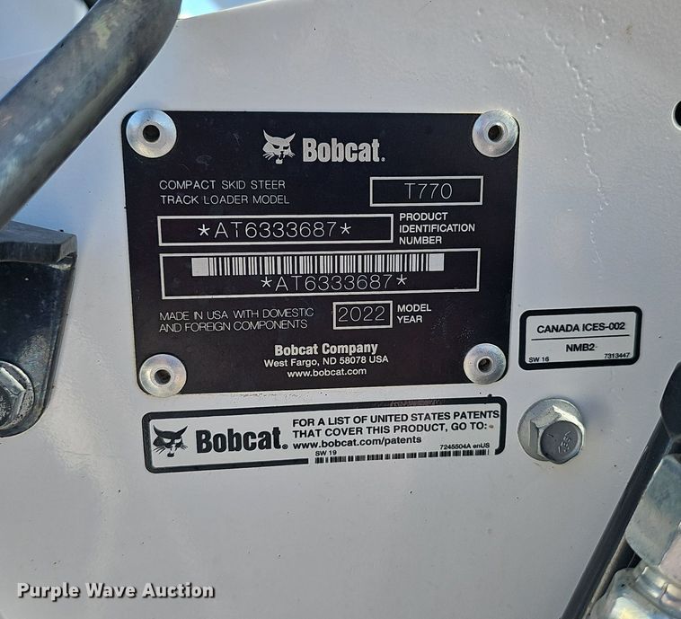 image for item DP6497 2022 Bobcat T770 tracked skid steer loader