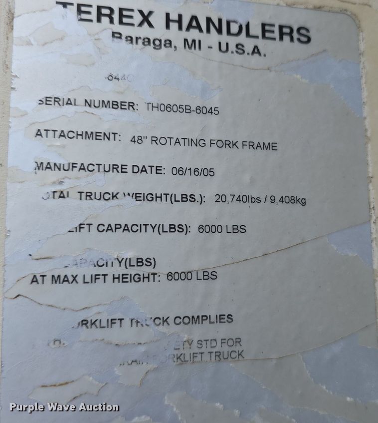 image for item DQ4437 2005 Terex TH644C telehandler