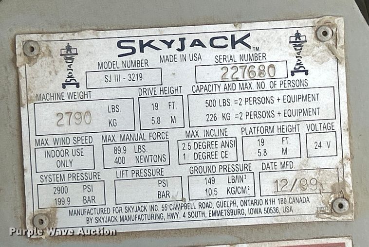 image for item DQ6805 Skyjack SJIII 3219 scissor lift