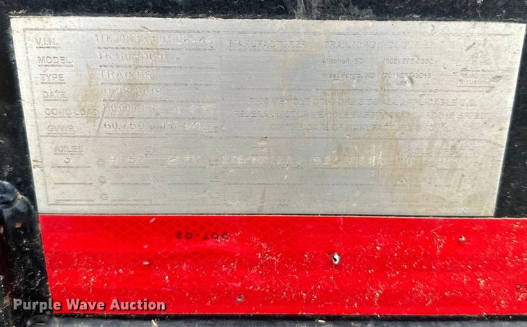 image for item DQ6818 2018 Trail King lowboy equipment trailer