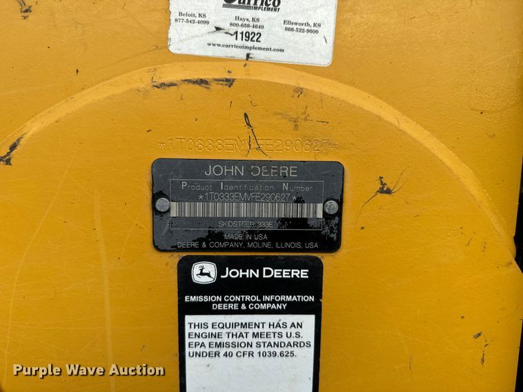 image for item DQ6822 2016 John Deere 333E tracked skid steer loader