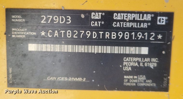 image for item DR4852 2020 Caterpillar  279D3 tracked skid steer loader