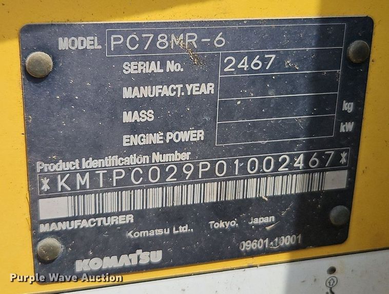 image for item DR8665 2006 Komatsu PC78MR-6 mini excavator