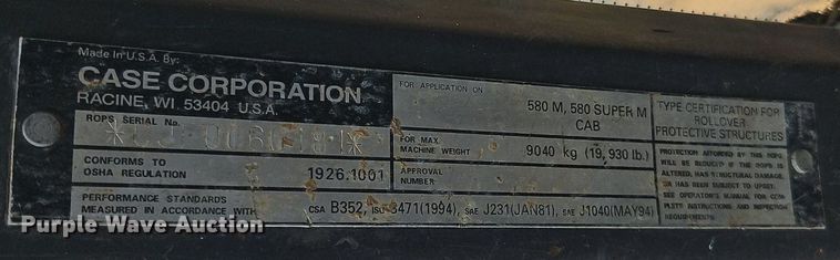 image for item DR8666 2004 Case 580 Super M backhoe