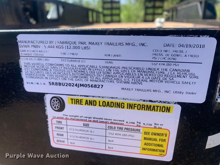 image for item DS3098 2018 Maxxd equipment trailer