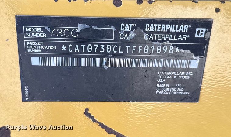 image for item DS4175 2015 Caterpillar 730C haul truck