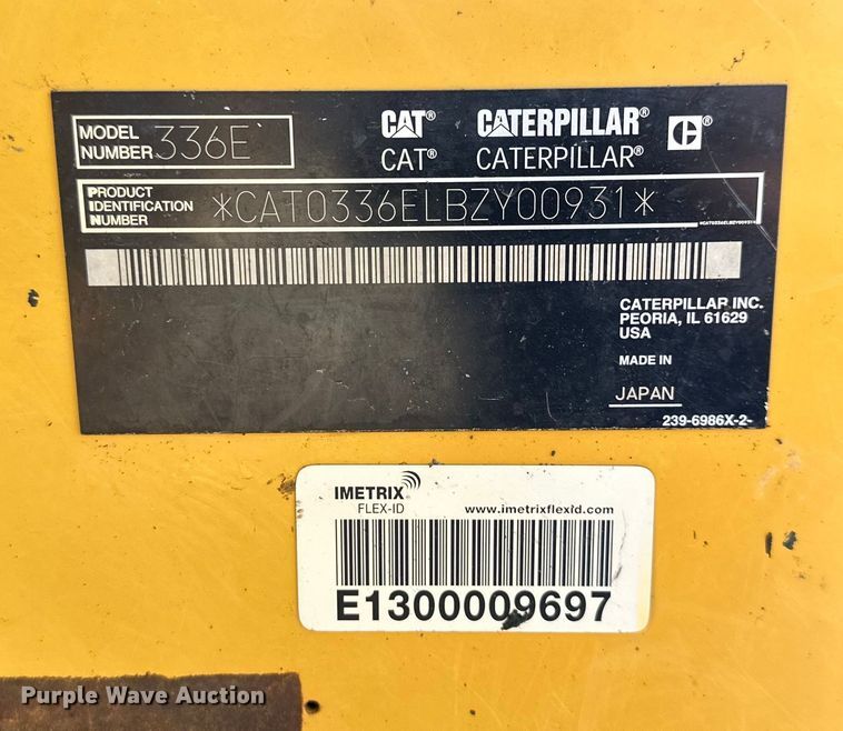 image for item DS4180 2012 Caterpillar 336EL excavator