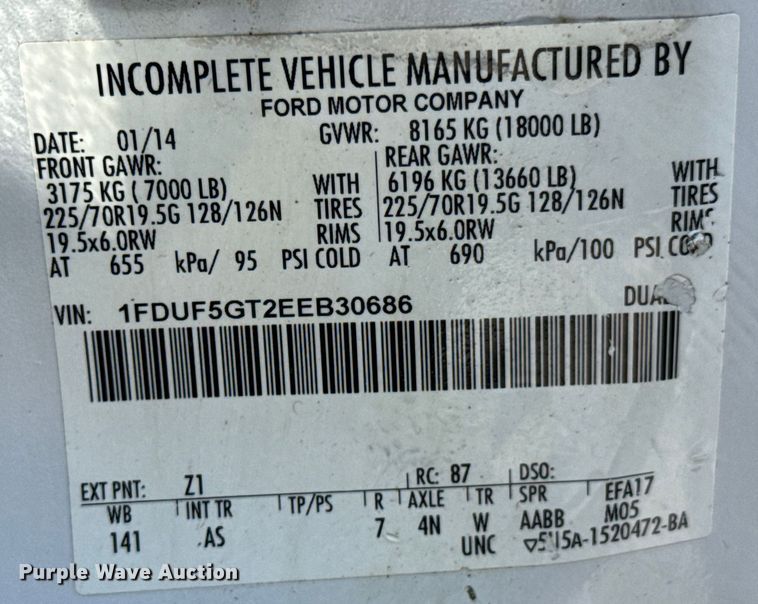 image for item DX0760 2014 Ford F550 Super Duty bucket truck