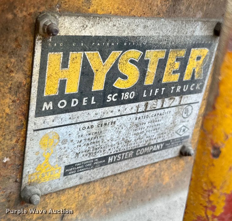 image for item DX0800 Hyster SC180 forklift