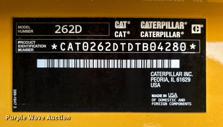 image for item EG0766 2016 Caterpillar  262D skid steer loader