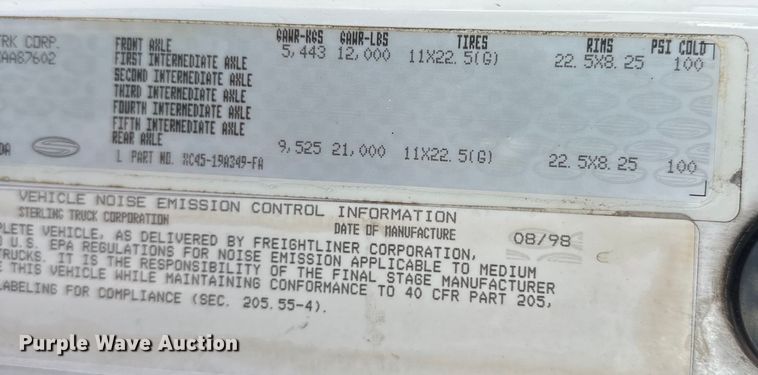 image for item EG1644 1999 Sterling  L-Line dump truck