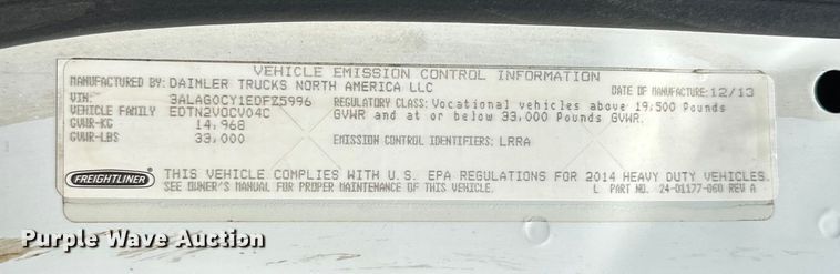 image for item EG1658 2014 Freightliner  108SD Crew Cab utility / service truck