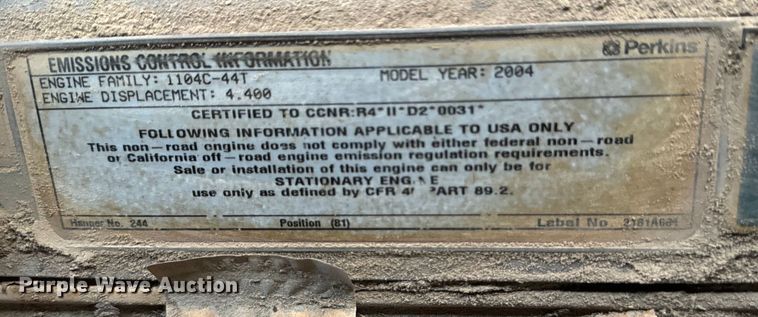 image for item EH6922 2004 Caterpillar XQ60P4 generator