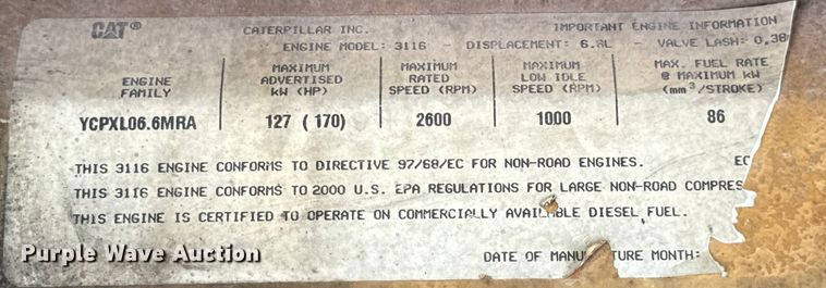 image for item EH6924 2000 Caterpillar M318 wheeled excavator