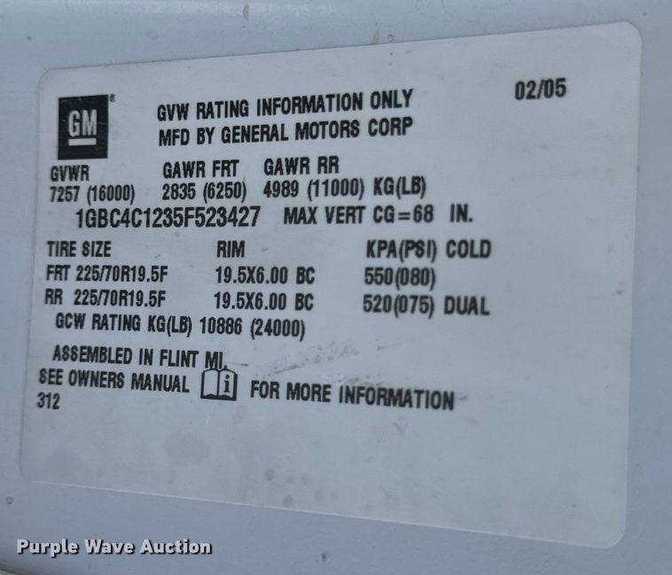 image for item EH6949 2005 Chevrolet  C4500 utility / service truck