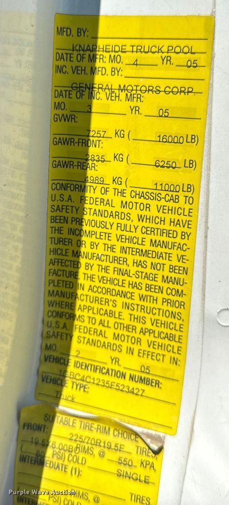 image for item EH6949 2005 Chevrolet  C4500 utility / service truck