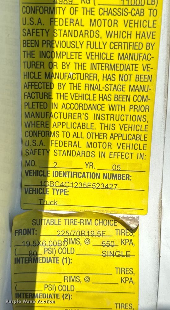 image for item EH6949 2005 Chevrolet  C4500 utility / service truck