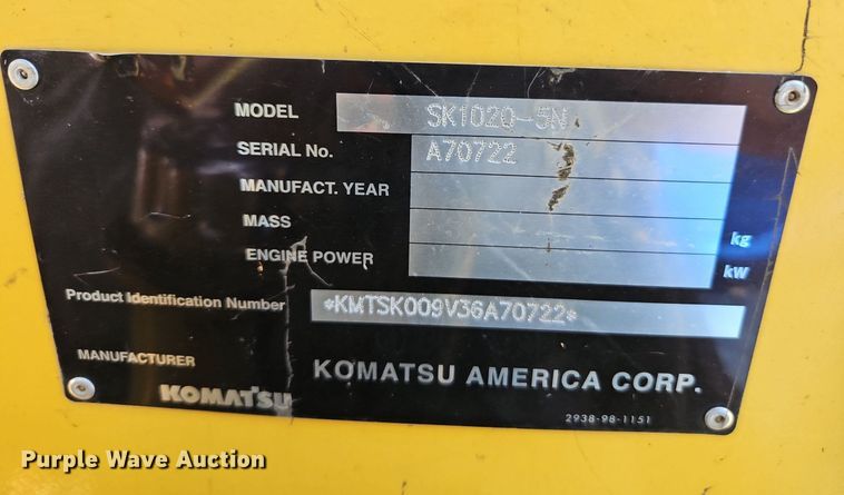 image for item EI3946 2009 Komatsu  SK1020-5N skid steer loader