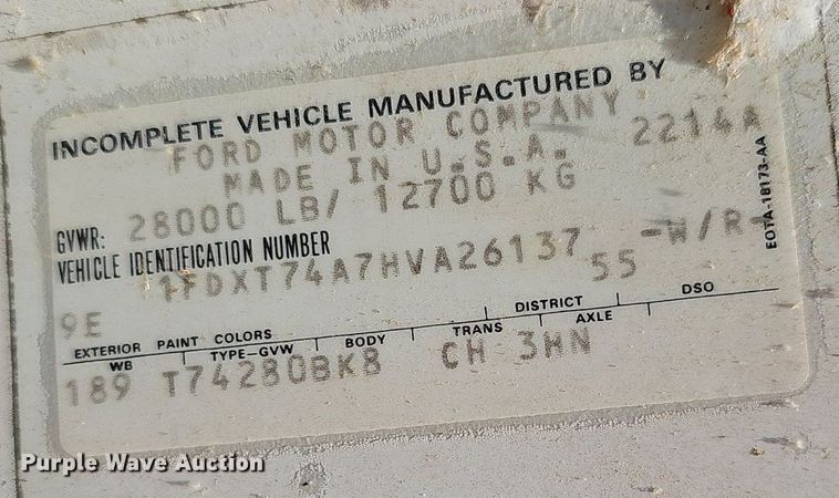 image for item EJ5697 1987 Ford F700 dump flatbed truck