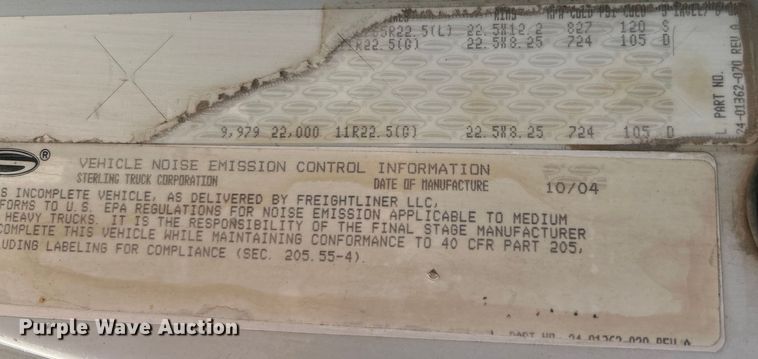 image for item EK4862 2005 Sterling  L9500 roll-off container truck