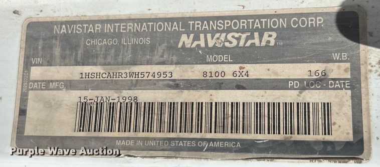 image for item EK4867 1998 International  8100 dump truck