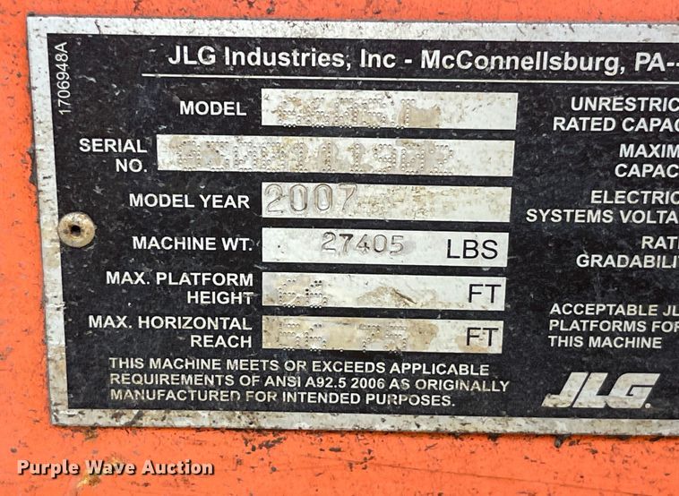 image for item EK8748 2007 JLG 660SJ boom lift