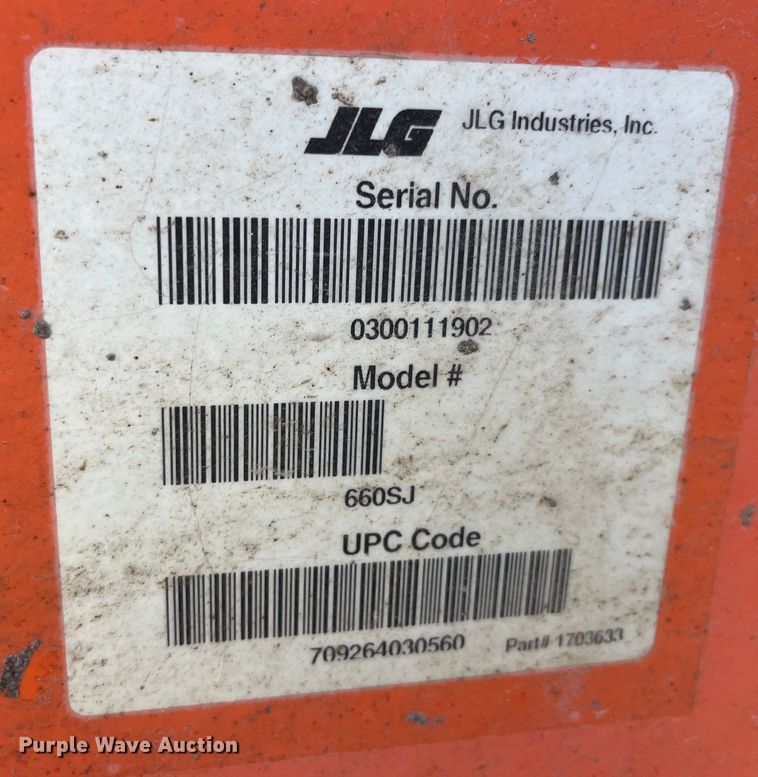 image for item EK8748 2007 JLG 660SJ boom lift