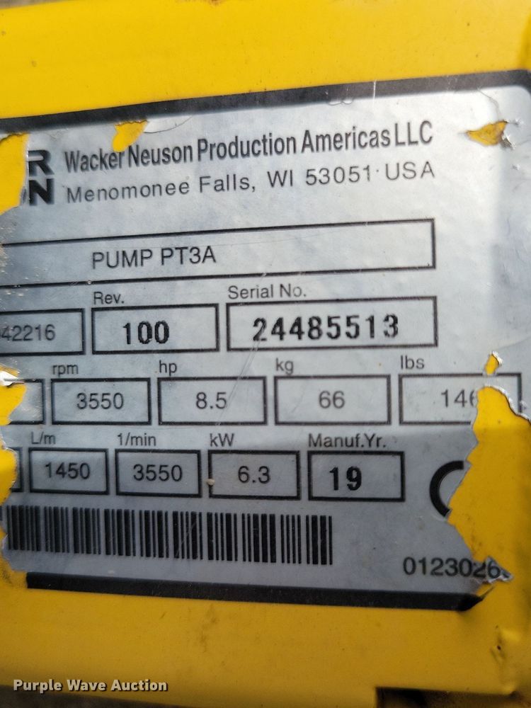 image for item KA9915 Wacker Neuson PT3 trash pump