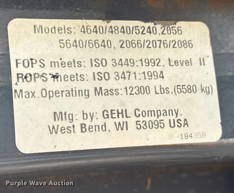 image for item MU9838 2010 Gehl 5640 Turbo E Series skid steer loader