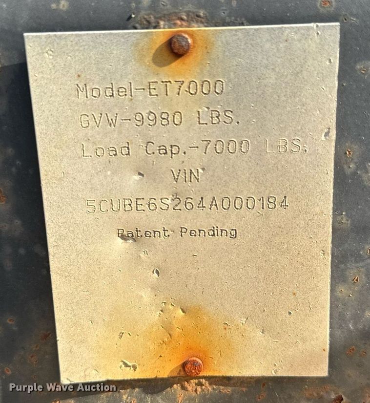 image for item NN9486 2004 Bil-Jax ET7000 equipment trailer