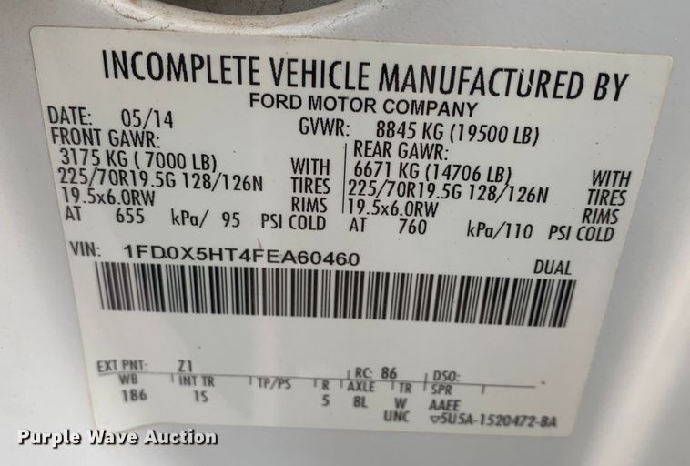 image for item NQ9577 2015 Ford F550 Super Duty XL SuperCab utility / service truck