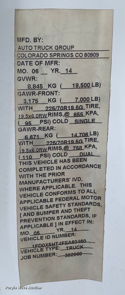 image for item NQ9577 2015 Ford F550 Super Duty XL SuperCab utility / service truck