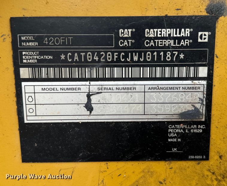 image for item NQ9586 2013 Caterpillar  420F IT backhoe