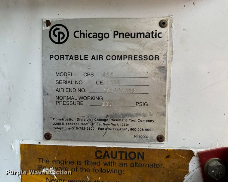 image for item NQ9593 1994 Chicago Pneunmatic  185 air compressor