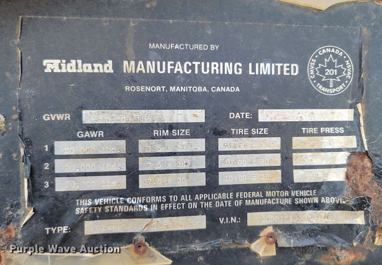 image for item OD9526 1986 Midland  MG40C bottom dump trailer