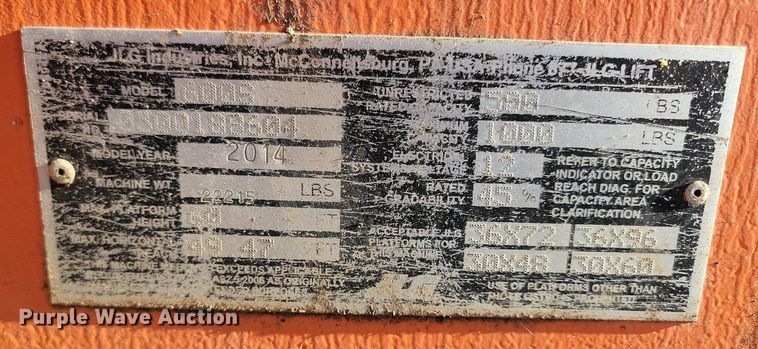 image for item OD9568 2014 JLG 600S boom lift