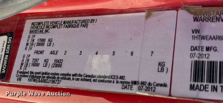 image for item OF9727 2013 International  WorkStar 7400 bucket truck