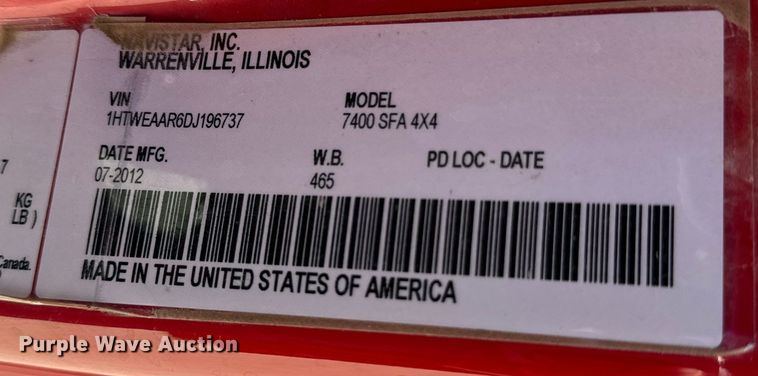 image for item OF9727 2013 International  WorkStar 7400 bucket truck