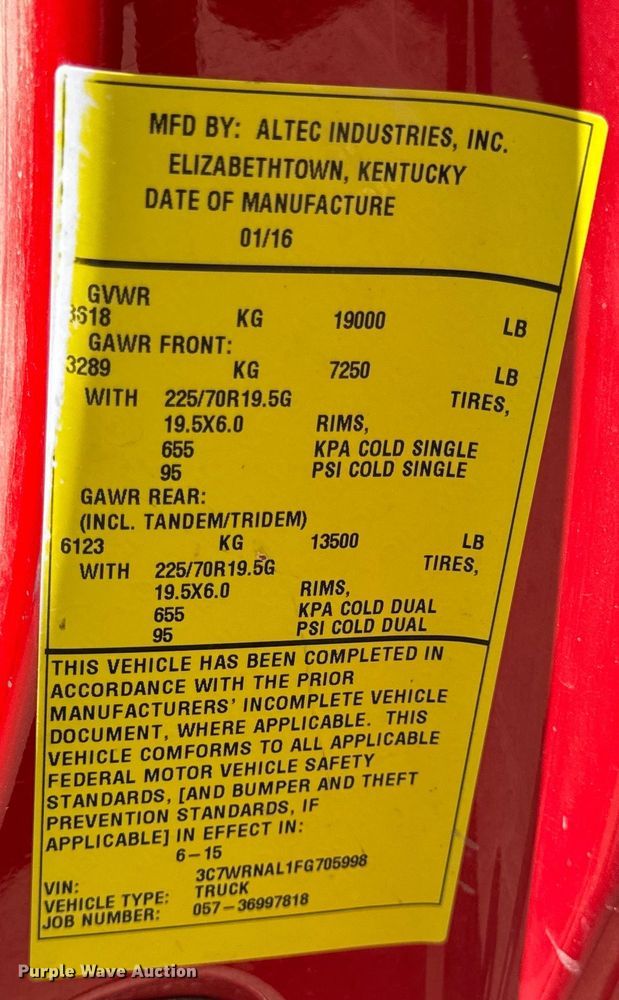 image for item OF9728 2015 Dodge Ram 5500HD bucket truck