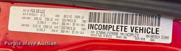 image for item OF9728 2015 Dodge Ram 5500HD bucket truck