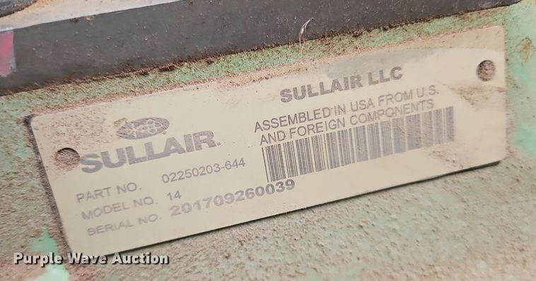 image for item OK9961 2017 Sullair 185D air compressor