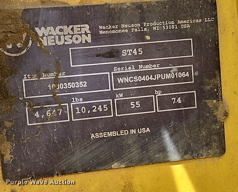 image for item OK9962 2018 Wacker Neuson ST45 skid steer loader