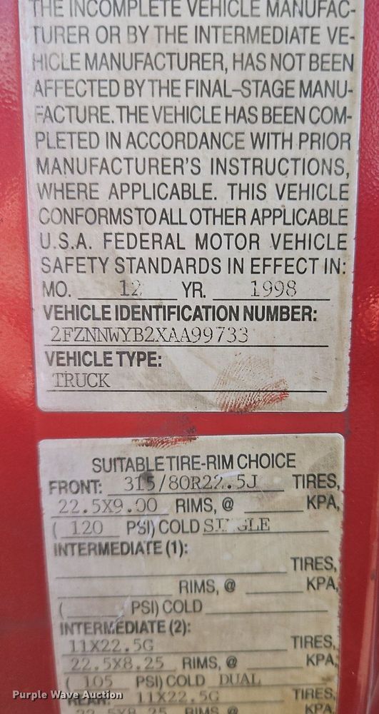 image for item OK9966 1999 Sterling  LT9511 dump truck