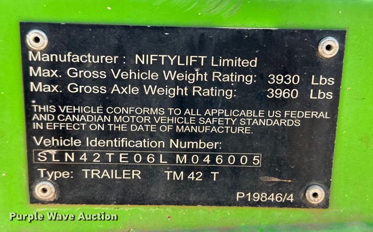 image for item OL9655 2020 Nifty Lift TM42TE boom lift