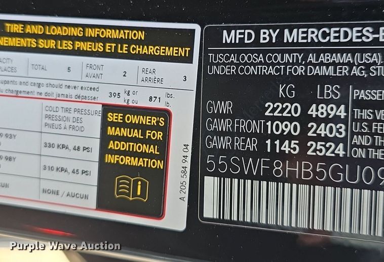 image for item DM1688 2016 Mercedes Benz C63 