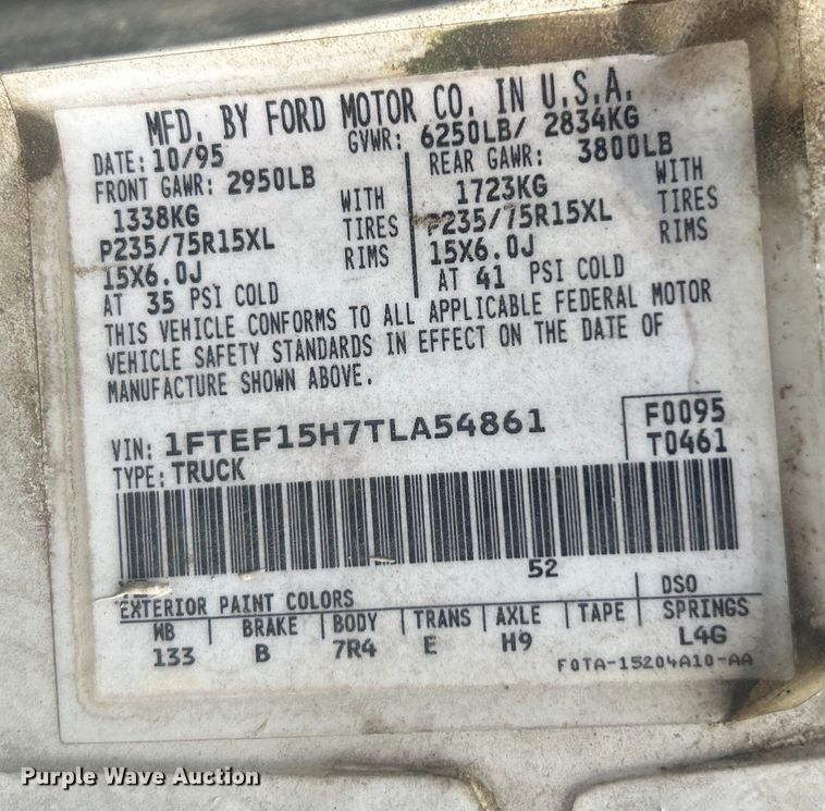 image for item DO6570 1996 Ford F150 pickup truck