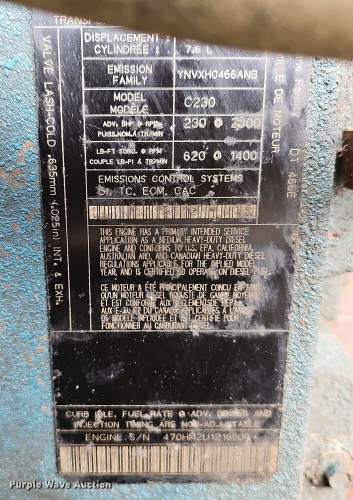 image for item DP0958 2000 International 4700 dump truck